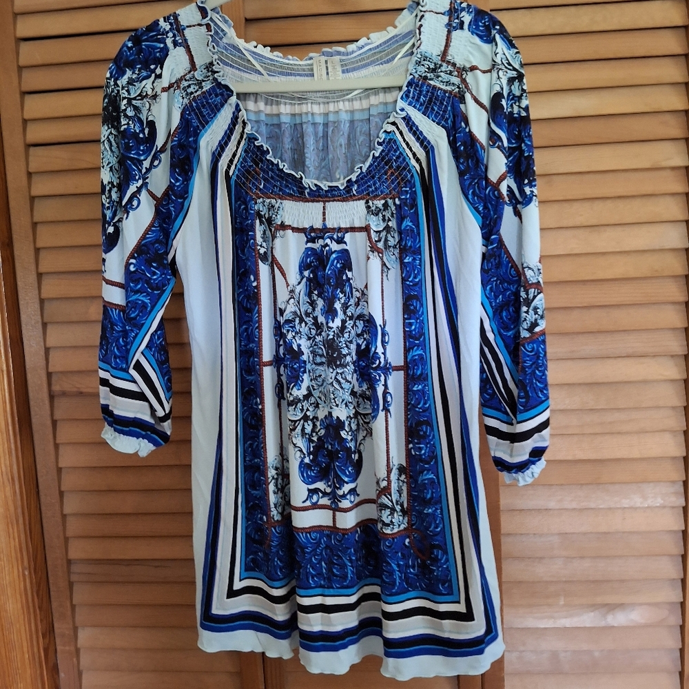 Madison Blue Graphic Medium Sleeve Blouse